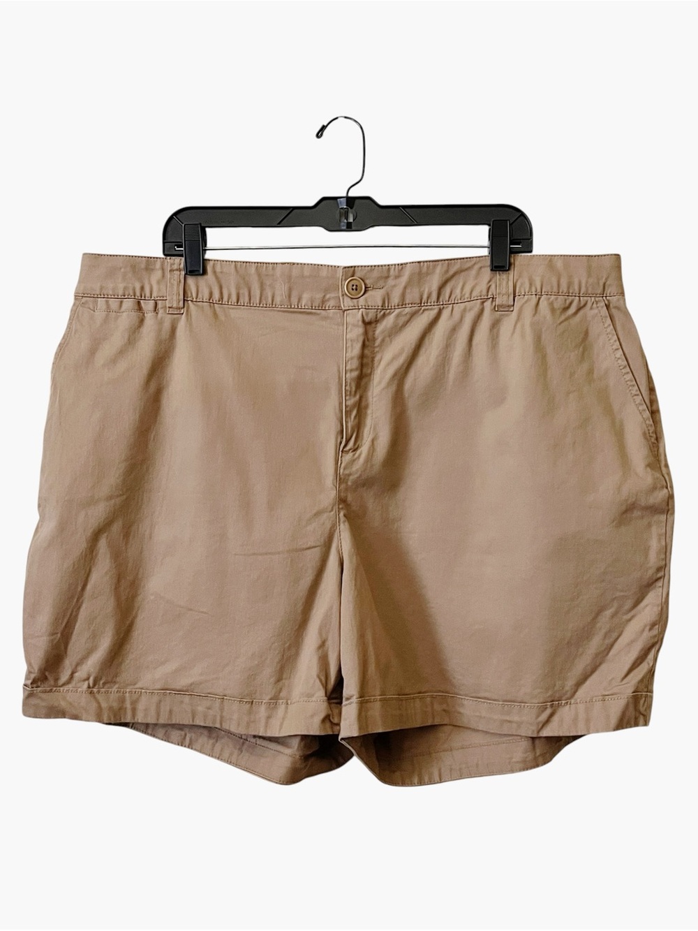 Lane Bryant Chino Shorts Womenโs Sz 20 Tan Khaki Mid-Rise Cotton Stretch Pockets